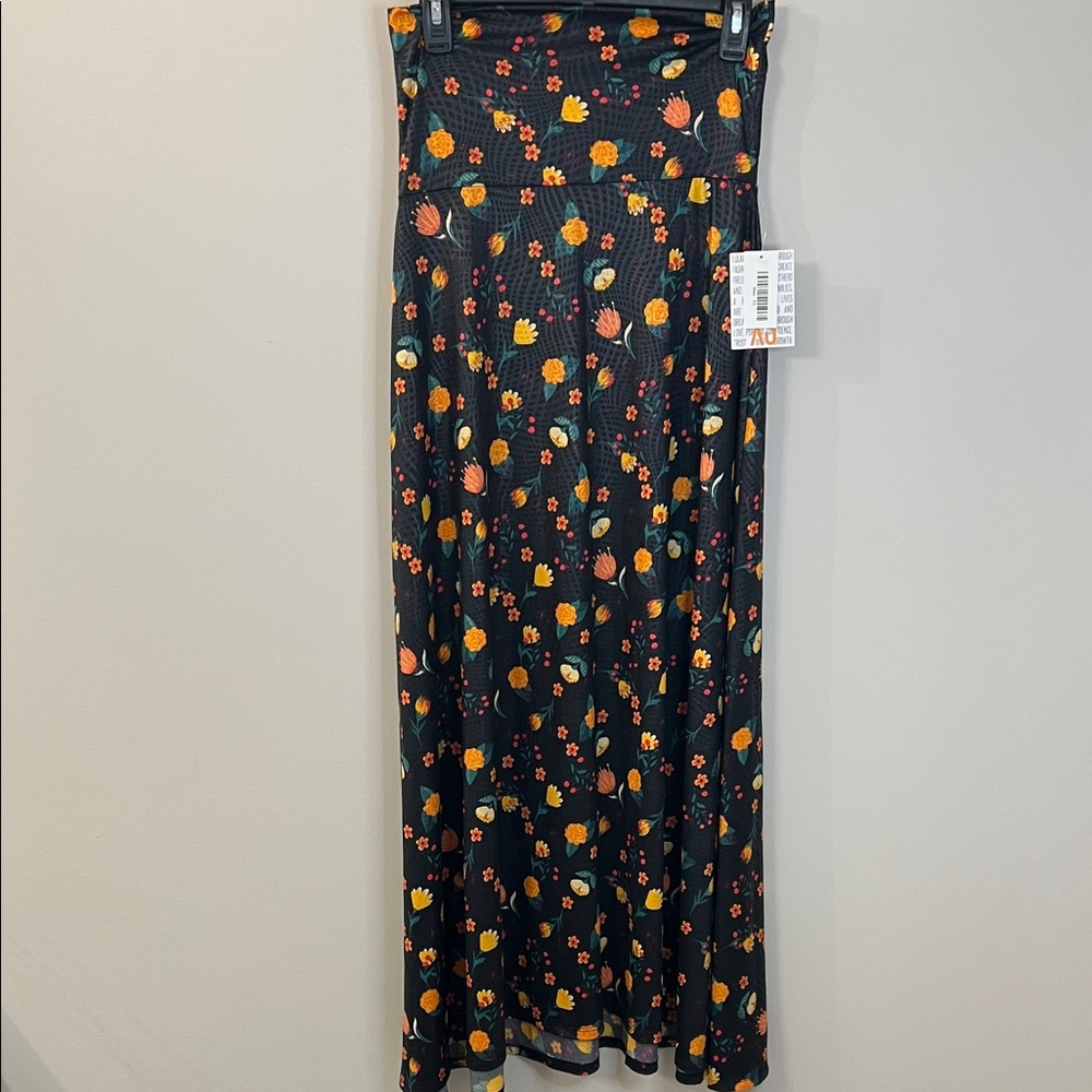 LuLaRoe Floral Black Maxi Skirt